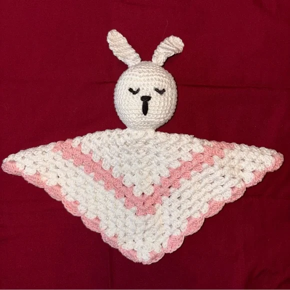 Hand-Crochet Baby Lovey Blanket with Bunny Design - Picture 6 of 6